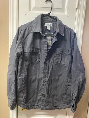 Duluth Trading Co Gray Work Jacket with Plaid Lining